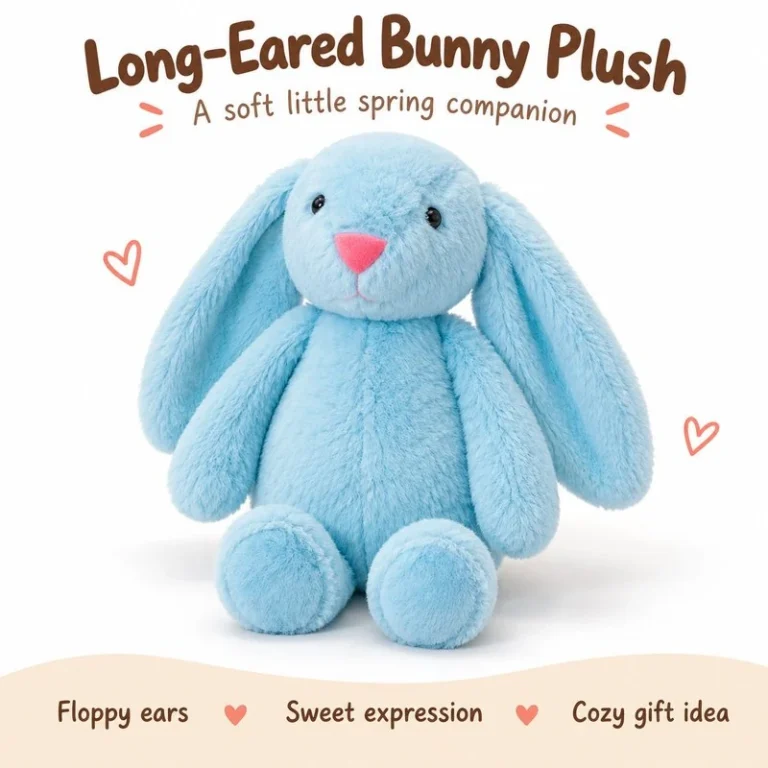Blue Long Ear Easter Bunny Plush