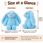 Blue Long Ear Easter Bunny Plush — proposed size reference; dimensions require sample confirmation.