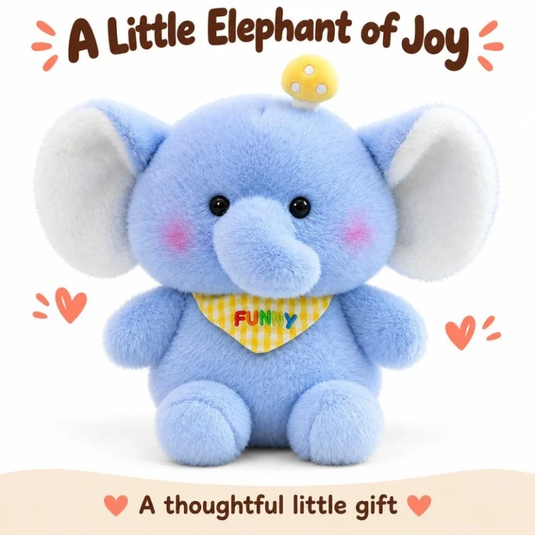 Blue Mushroom Bandana Elephant Plush