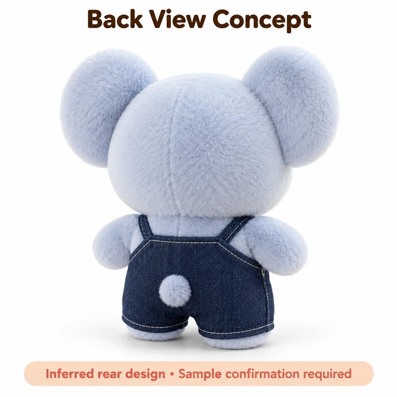 Blue Overalls Koala Plush — reverse construction concept.