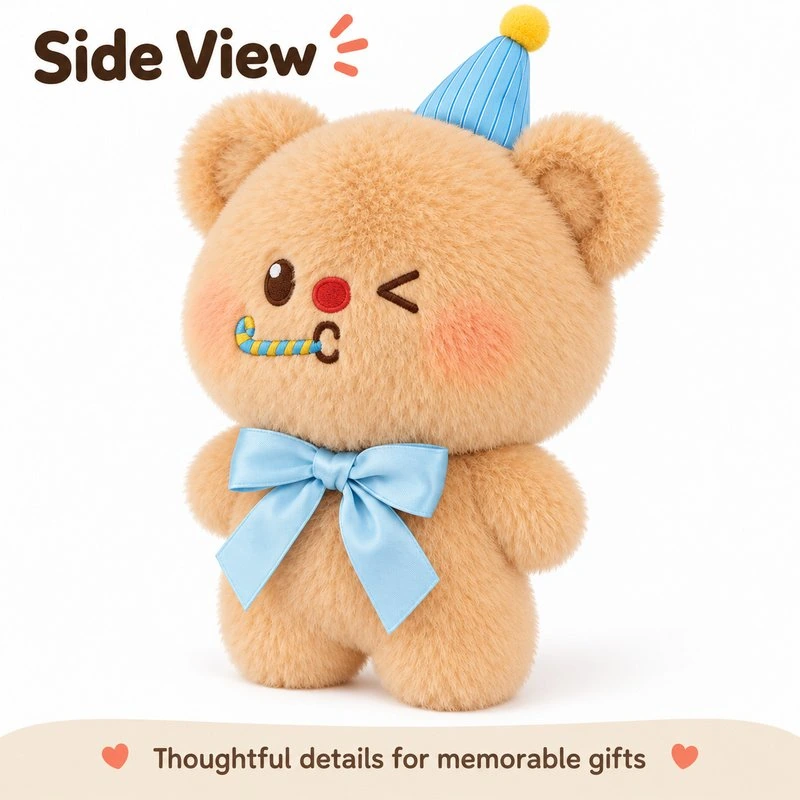 Blue Party Hat Bear Plush — additional angle concept.