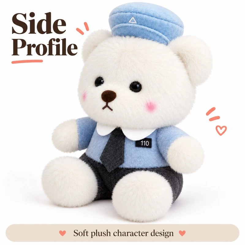 Blue Police Uniform Teddy Bear Plush — additional angle concept.