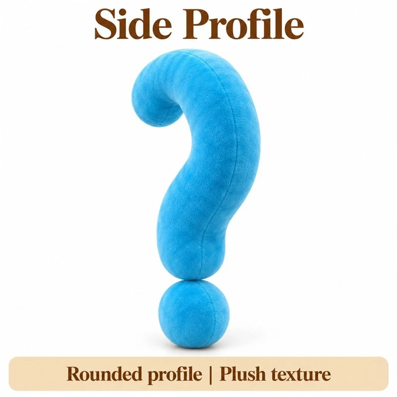 Blue Question Mark Plush Pillow — additional angle concept.