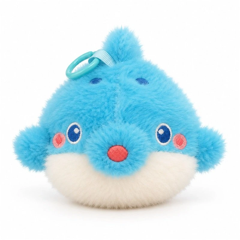 Blue Spotted Pufferfish Plush Keychain