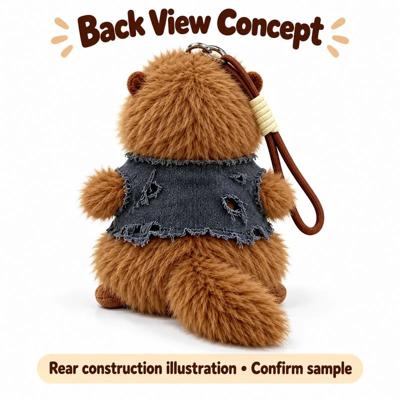 Blue Vest Marmot Plush Charm — reverse construction concept.