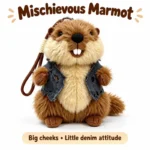 Blue Vest Marmot Plush Charm; AI concept reference, final sample and specifications to be confirmed.