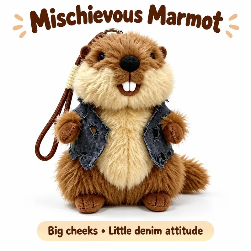 Blue Vest Marmot Plush Charm