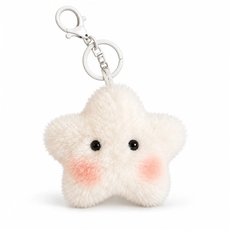 Blushing White Star Plush Keychain