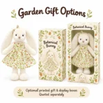 Botanical Dress Long Ear Rabbit Plush — optional packaging concept; final artwork, fit and quotation require confirmation.