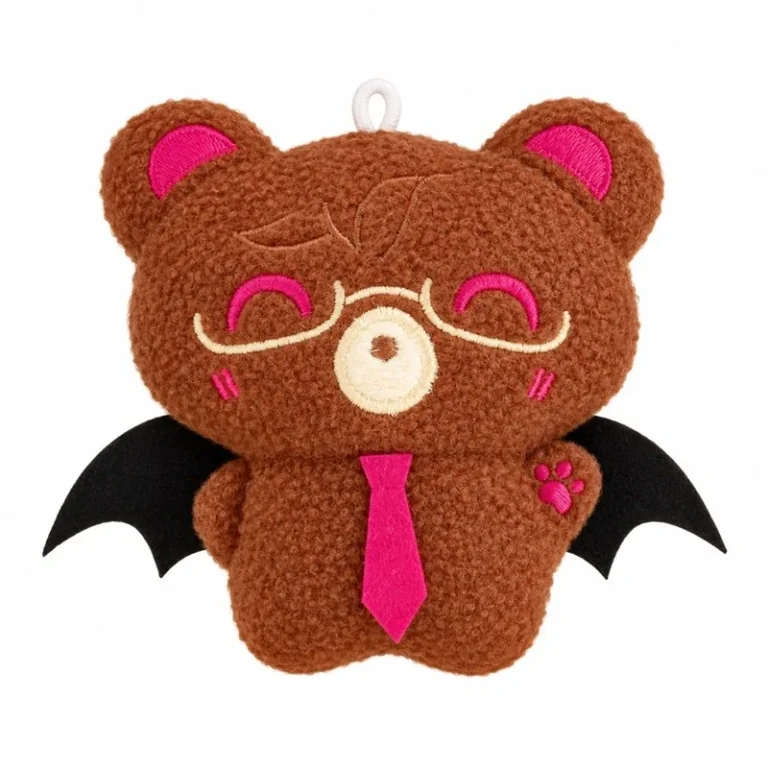 Brown Bat Bear Plush Charm
