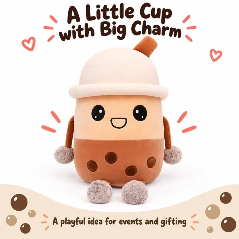 Brown Boba Tea Cup With Feet Plush