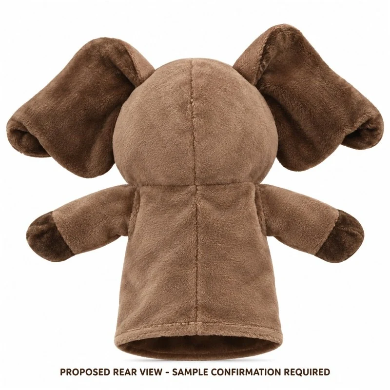 Brown Elephant Hand Puppet — back view concept