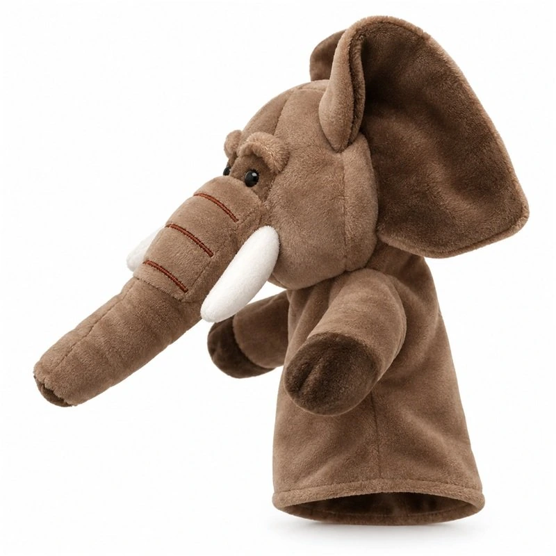 Brown Elephant Hand Puppet — side view concept