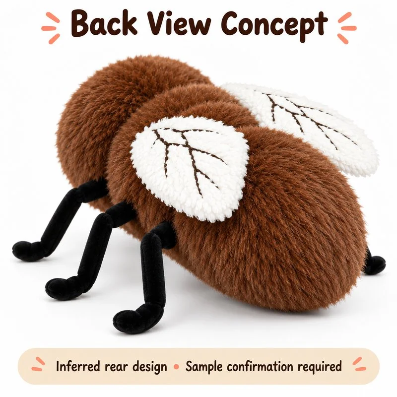 Brown Fly Plush Toy — back view concept