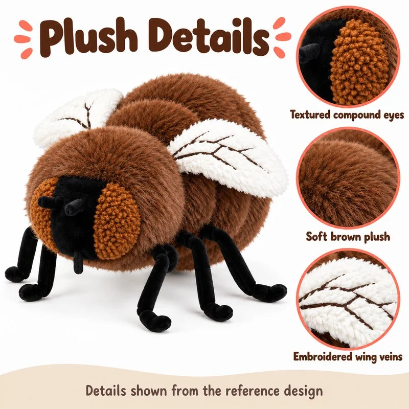 Brown Fly Plush Toy — construction detail concept