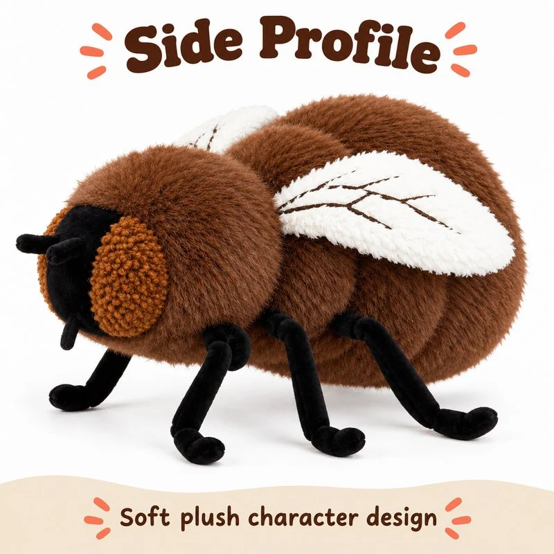 Brown Fly Plush Toy — side view concept