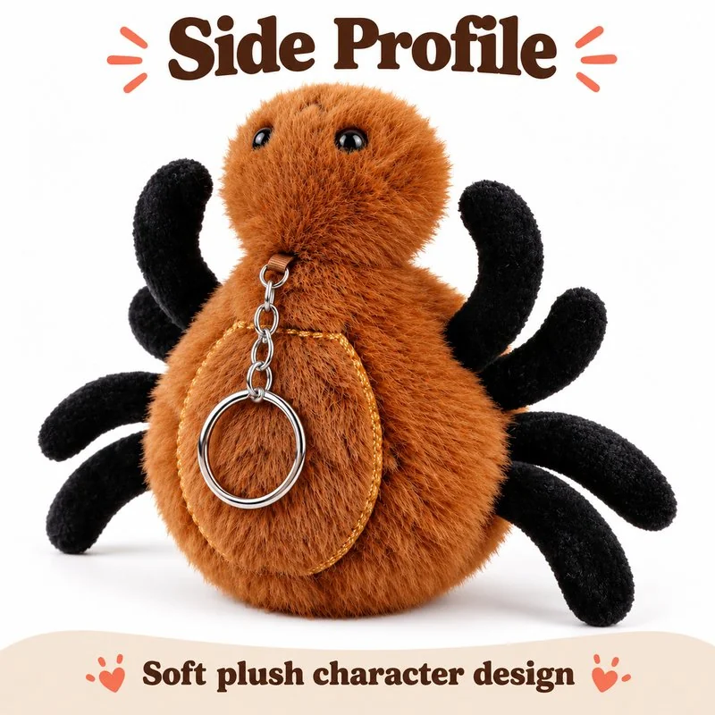 Brown Forest Spider Plush Bag Charm — additional angle concept.