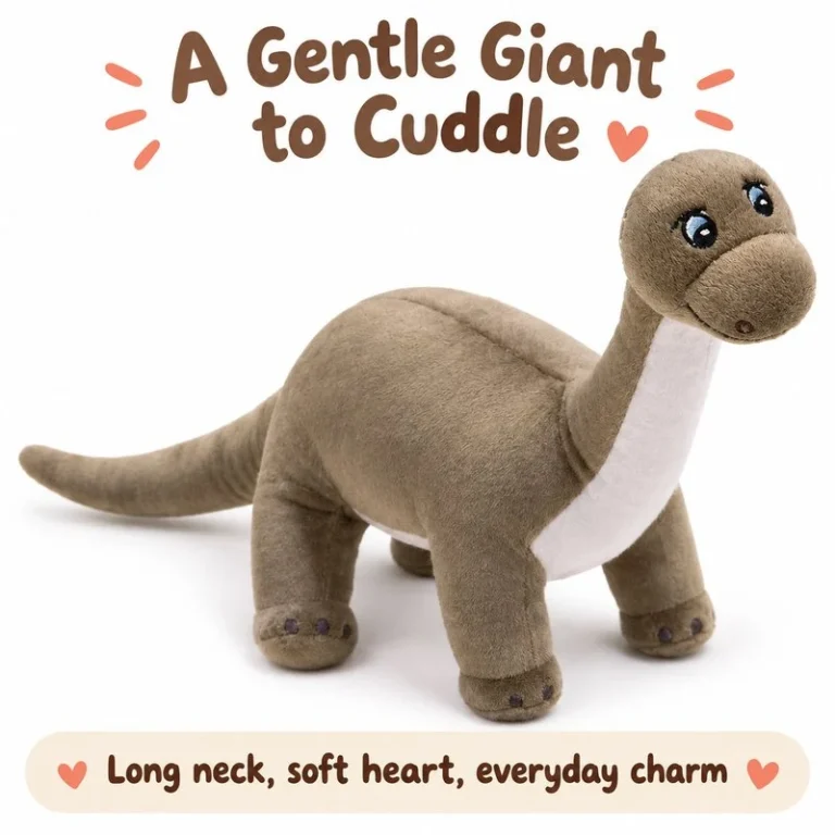 Brown Long Neck Dinosaur Plush