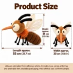 Brown Mosquito Plush Pillow — proposed size reference; dimensions require sample confirmation.