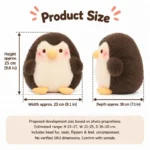 Brown Cream Belly Penguin Plush — proposed size reference; dimensions require sample confirmation.