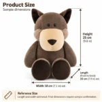 Brown Wolf Plush — proposed size reference; dimensions require sample confirmation.
