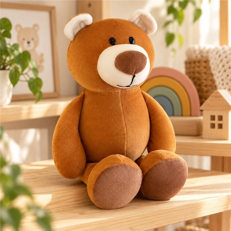 Illustrative application scene featuring caramel brown bear plush; setting is a concept.