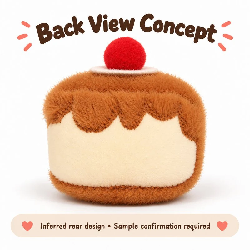 Cherry Caramel Pudding Plush Charm — reverse construction concept.