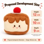 Cherry Caramel Pudding Plush Charm — proposed size reference; dimensions require sample confirmation.