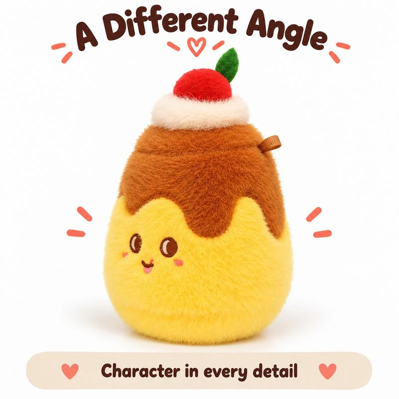 Cherry Topped Custard Plush Charm — additional angle concept.