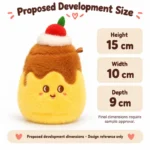 Cherry Topped Custard Plush Charm — proposed size reference; dimensions require sample confirmation.