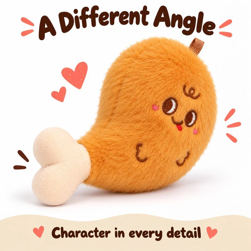 Chicken Drumstick Plush Charm — additional angle concept.