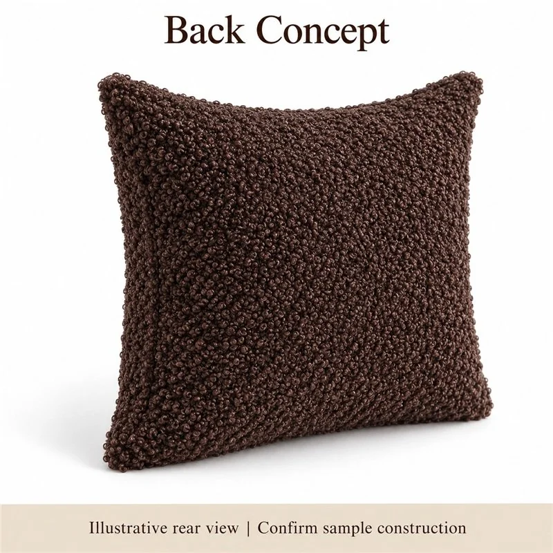 Chocolate Brown Curly Texture Square Cushion — reverse construction concept.