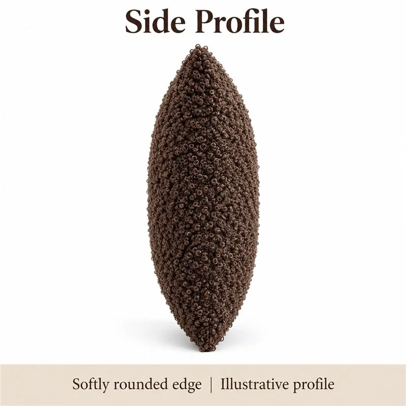 Chocolate Brown Curly Texture Square Cushion — additional angle concept.