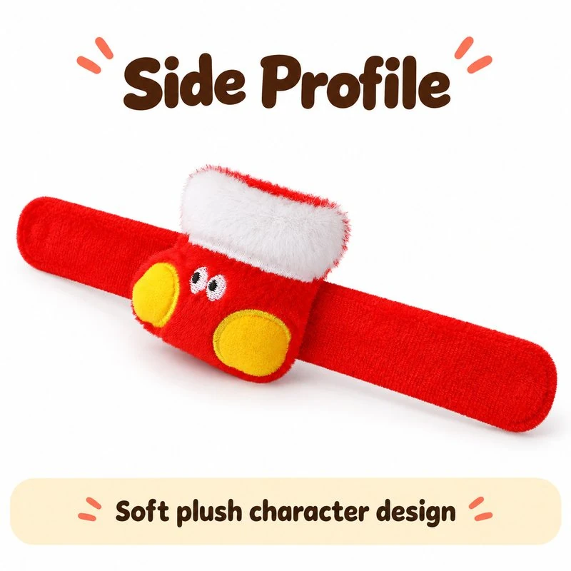 Christmas Stocking Plush Slap Bracelet — additional angle concept.