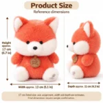 Fluffy Coral Fox Plush — proposed size reference; dimensions require sample confirmation.
