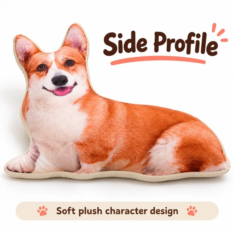 Corgi Printed Plush Pillow — additional angle concept.