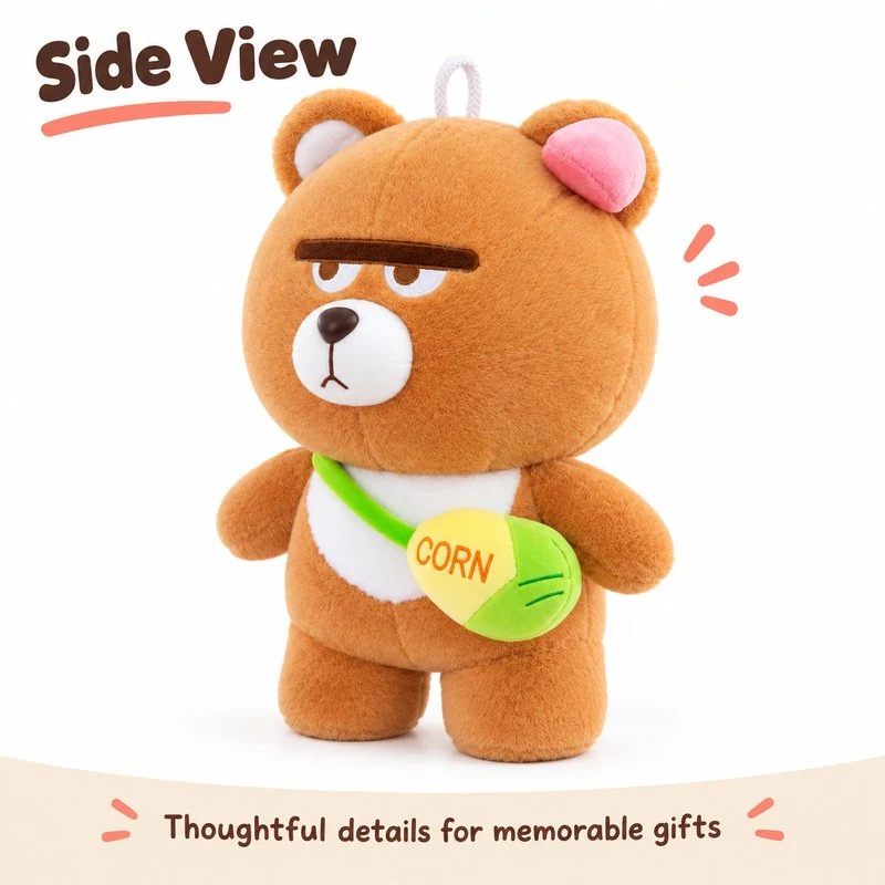 Corn Bag Grumpy Brown Bear Plush — additional angle concept.
