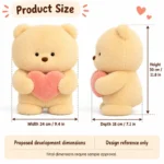 Cream Bear With Pink Heart Plush — proposed size reference; dimensions require sample confirmation.