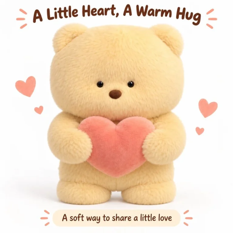 Cream Bear With Pink Heart Plush