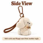 Cream Bow Puppy Plush Keychain — additional angle concept.