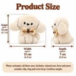 Cream Bow Puppy Plush Keychain — proposed size reference; dimensions require sample confirmation.