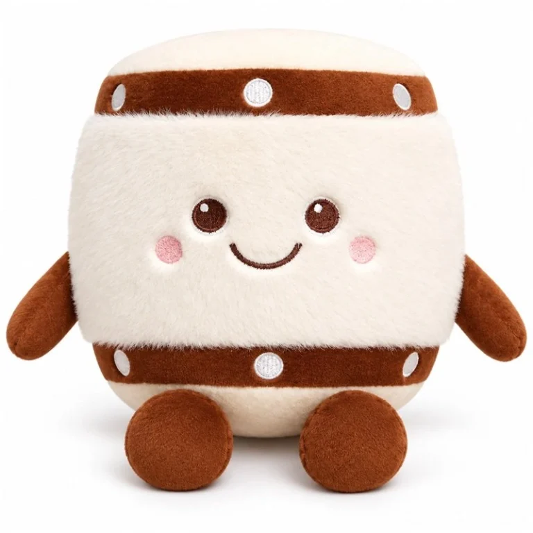 Cream Brown Drum Plush