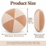 Cream Caramel Round Plush Cushion — proposed size reference; dimensions require sample confirmation.