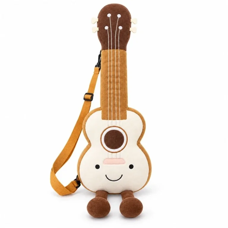 Cream Guitar With Shoulder Strap Plush