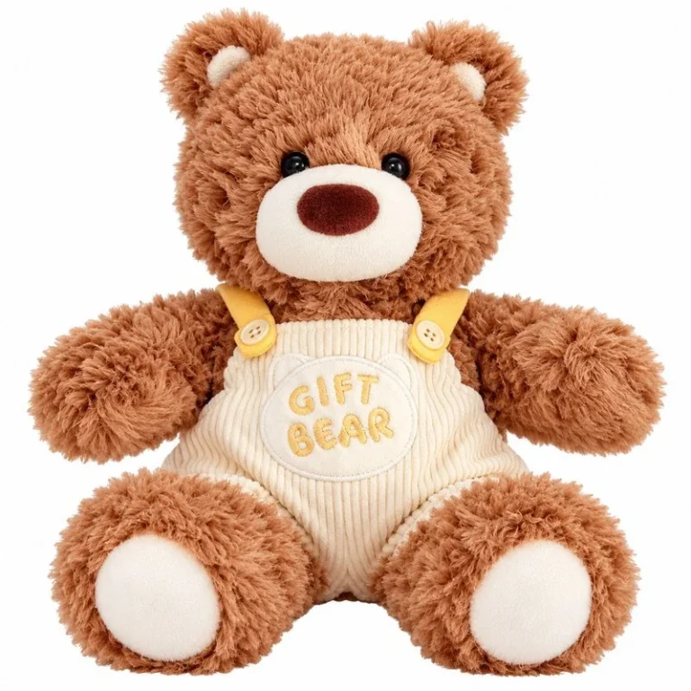Cream Overalls Brown Teddy Bear Plush