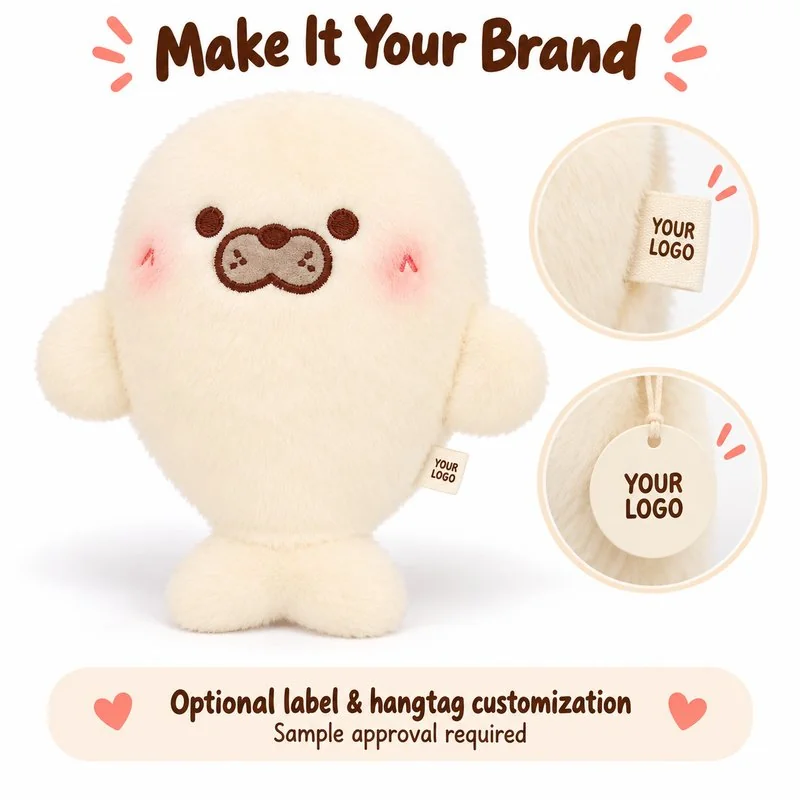Customization concept for cream seal plush; feasibility and sample approval required.
