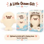 Cream Seal Plush — optional packaging concept; final artwork, fit and quotation require confirmation.