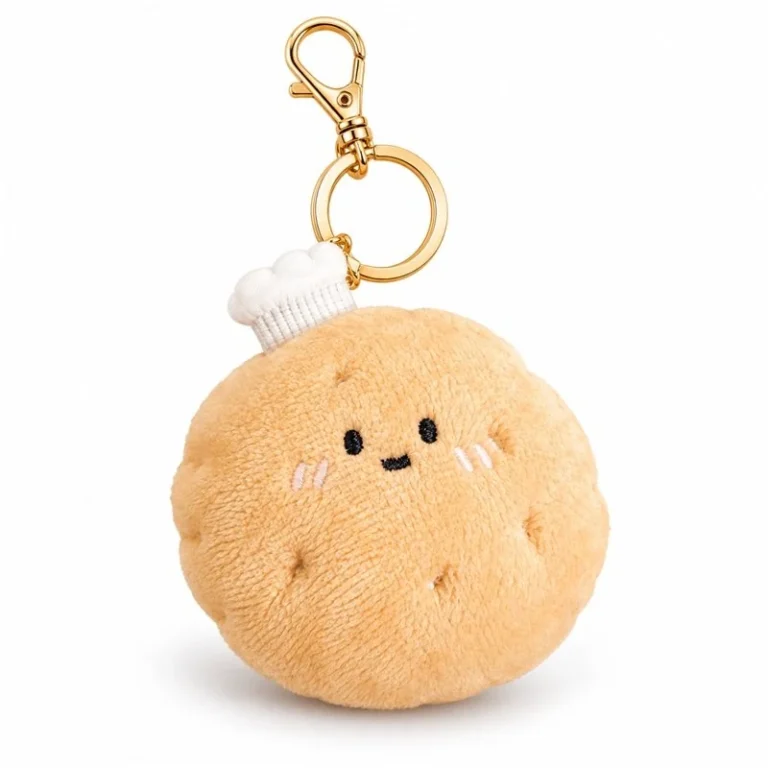 Chef Hat Cream Bun Plush Keychain
