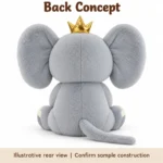 Crowned Gray Elephant Plush — reverse construction concept.