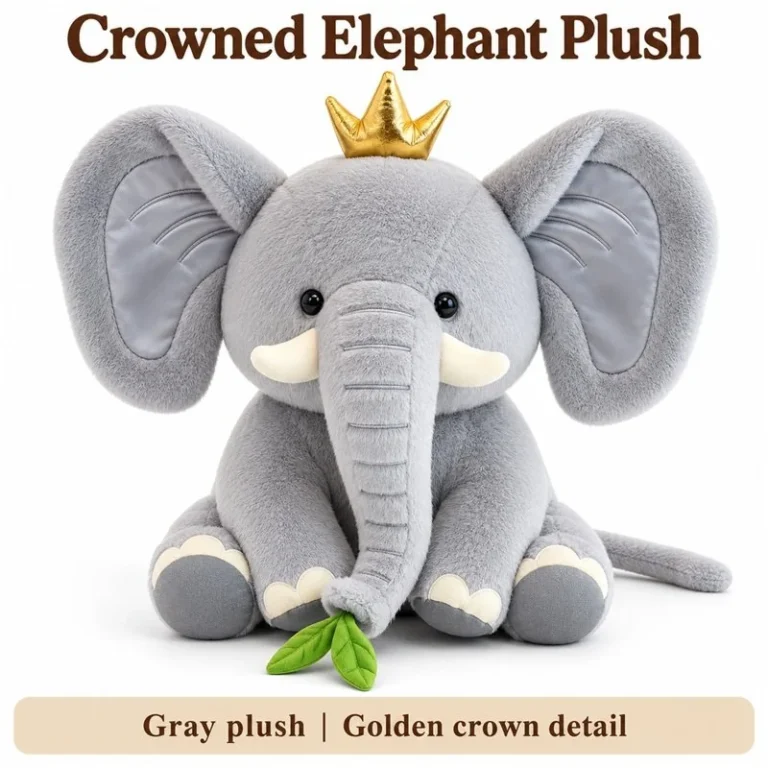 Crowned Gray Elephant Plush